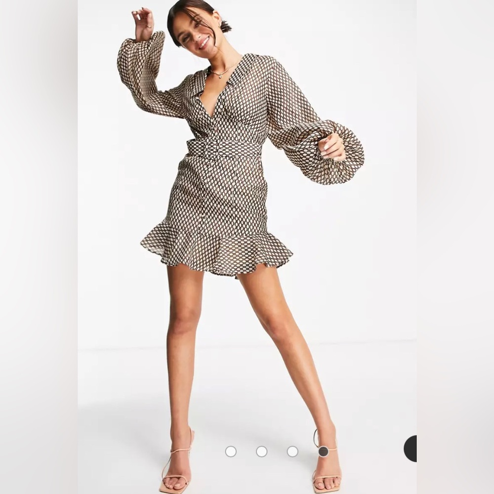ASOS DESIGN shirt mini dress with belt detail in geo print. NWT